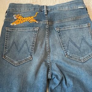 Mother denim with painted tiger